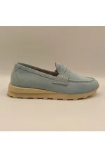 Carle Blue Suede Women's Loafer Shoes