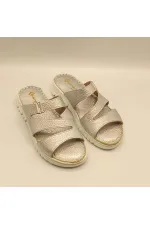 Alda Silver Leather Comfort Women's Slippers