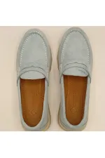 Carle Blue Suede Women's Loafer Shoes