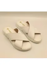 Pantoufles confortables en cuir blanc Alessia pour femmes