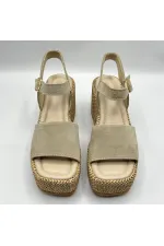 Ametist Exclusive Agatha Bej Süet Dolgu Topuk Kadın Sandalet