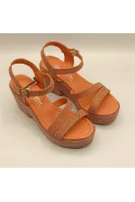 Lonna Narçiçeği Deri Dolgu Topuk Kadın Sandalet