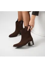 Western Acı Kahve Süet Kadın Bot – Sıcak Astarli | 22.5 Cm Bot Boyu | 5.5 Cm Topuk | Tpu Taban