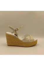 Camelia Gümüş Deri Dolgu Topuk Sandalet