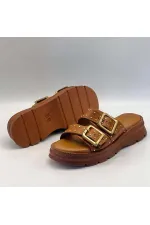 Rosa Taba Genuine Leather Buckle and Studded Women's Slippers