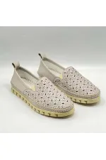 Flex Krem Hakiki Deri Kadın Loafer