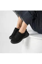 Acorn Black Nubuck Leather Women's Sneaker – Flexible Rubber Sole