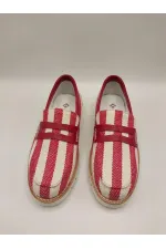 Malta Kadın Günlük Ayakkabı – Kırmızı/Beyaz Çizgili