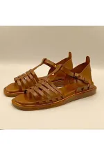 Asta Taba Deri Düz Kadın Sandalet