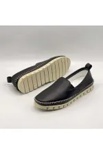 Flex Siyah Hakiki Deri Kadın Loafer