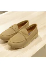 Mocassins Carle en daim beige pour femmes