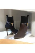 Feminine Black Suede Thin Heel Boots