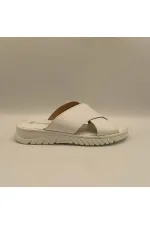 Pantoufles confortables en cuir blanc Alessia pour femmes