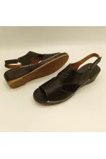 Calina Siyah Hakiki Deri El Yapımı Kadın Sandalet – Yumuşak Tabanlı