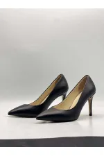 Nadia %100 Gerçek Deri Siyah Stiletto – 9 cm Topuk