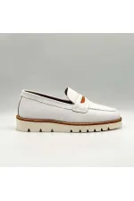 Malta White Genuine Leather Women's Loafer Shoes