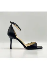 Marta 100% Genuine Leather Black Heeled Sandals – Milano Heel, Neolite Sole