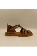 Cali Brown Leather Flat Women's Sandals