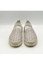 Flex Krem Hakiki Deri Kadın Loafer