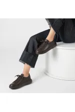 Baskets Anka Coffee pour femmes en cuir véritable – Semelle EVA légère