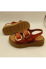 Amethyst Exclusive Stable Orange Suede Platform Women's Sandals | Buckle & Non-Slip Sole for Summer Elegance