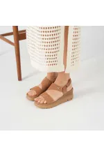 Amethyst Exclusive Stable Tan Suede Platform Women's Sandals | Genuine Leather Comfort