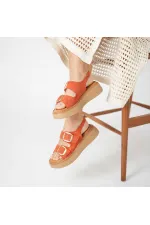Amethyst Exclusive Stable Orange Suede Platform Women's Sandals | Buckle & Non-Slip Sole for Summer Elegance