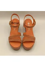 Lonna Narçiçeği Deri Dolgu Topuk Kadın Sandalet