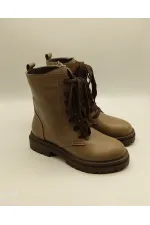 Reneta Vizon Gerçek Deri Kadın Bot – Termo Kaymaz Taban, Bağcıklı & Fermuarlı