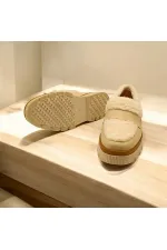 Plush Bej Deri Günlük Kadın Ayakkabı