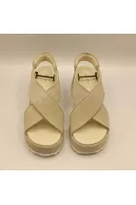 Sindy Beige Leather Platform Sandals