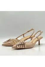 Chaussures à talons hauts Sedare en cuir véritable nude avec boucle