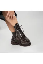 Gloria Acı Kahve Parlak Kroko Deri Kadın Bot