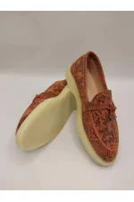 Davina Orange Printed Genuine Leather Casual Shoes – Size 37 (Last Item, Discounted)