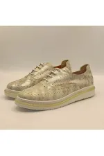 Jenny Gümüş Deri Yıldız Desenli Kadın Sneaker