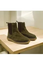 Bottes Chelsea pour femmes en daim kaki Kale