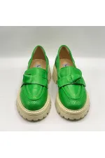 Green Women's Loafer – Amethyst Exclusive Genuine Leather Shoes