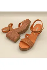 Lonna Narçiçeği Deri Dolgu Topuk Kadın Sandalet
