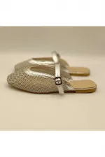 Gina Silver Mesh Leather Slippers