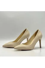 Nadia 100% Genuine Leather Beige Stiletto – 9 cm Heel