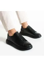 3420 Erkek Deri Sneaker - Siyah