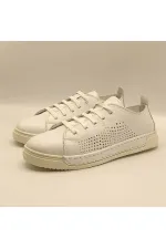 Baskets Daisy blanches en cuir véritable pour femmes