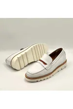 Malta White Genuine Leather Women's Loafer Shoes