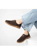 Arissa Dark Brown Suede Genuine Leather Women's Casual Shoes – Lightweight Flexible Rubber Sole