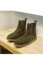 Bottes Chelsea pour femmes en daim kaki Kale