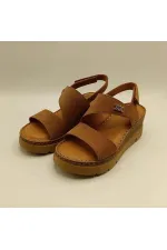 Amethyst Exclusive Stable Tan Suede Platform Women's Sandals | Genuine Leather Comfort