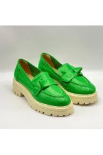 Green Women's Loafer – Amethyst Exclusive Genuine Leather Shoes