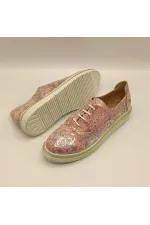 Jenny Powder Pink Leather Floral Pattern Women's Sneaker