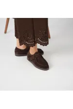 Alba Acı Kahve Hakiki Deri Süet Kadın Günlük Ayakkabı • Hafif Termo Taban, Ayarlanabilir Cırtlı Bant