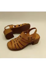 Amethyst Exclusive Stable Tan Heeled Women's Sandals | Comfortable Classic Style